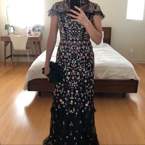 Needle & Thread Black embroidered gown